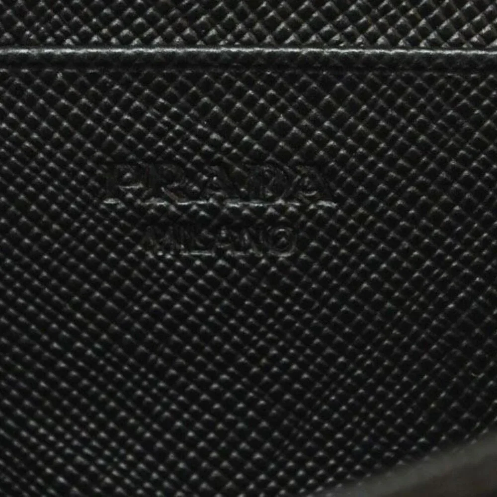 Prada Card Case Coin Case Business Card Holder Logo Leather Nero Black - Picture 6 of 8